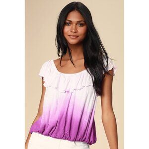 Free People Cora Lee Pink Tie Dye Ombre Off Shoulder Top Women's Size X-Small XS